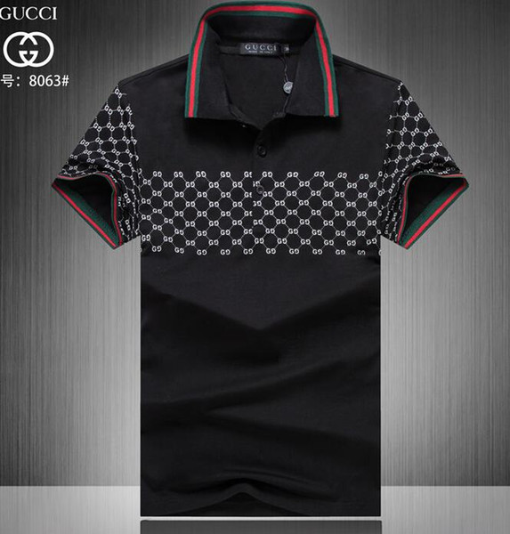 AA new designer luxury brand clothing men fabric striped polo embroidery bee t-shirt turn-down casualshirt brand polo