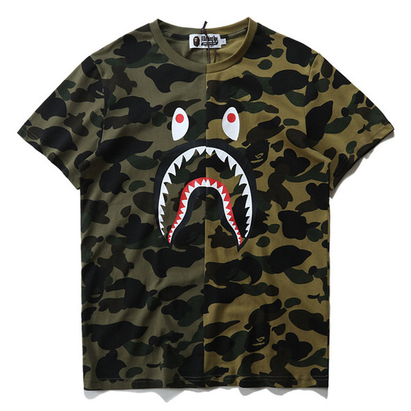 Summer Casual Designer Luxury T Shirts for Men Tops Brand Shark Mouth Pattern Unique Clothing Short Sleeve Tshirt Mens Tops