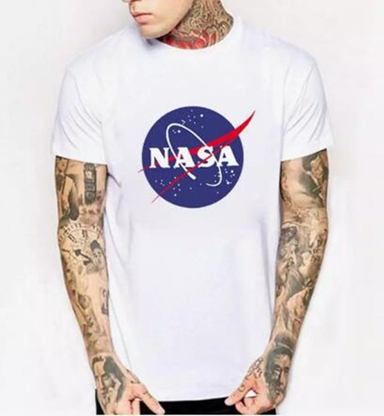 WISHCART NASA Logo Print T-shirt Mens New Summer Short Sleeve Cotton Men t shirt Brand Designer Casual Fitness Clothing Tops Tees