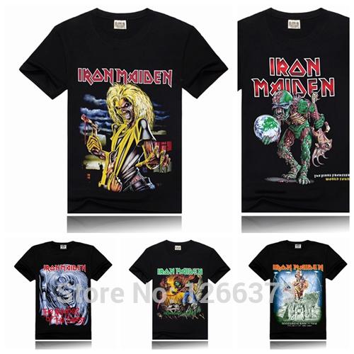 Wholesale-Iron Maiden Printing New Men T-shirt Rock Band More Colors Fashion Sports T-shirt Black Size S-XXXL