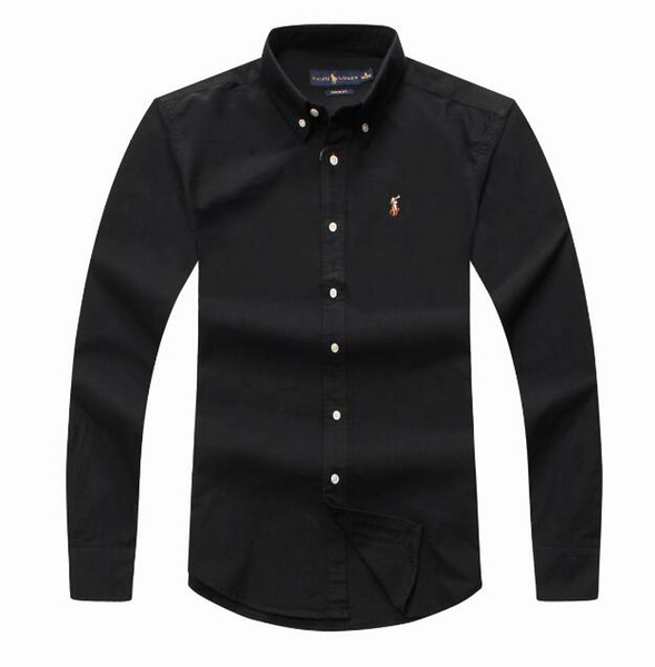 Men's long-sleeve POLO shirt Autumn spring Dress shirt men's casual POLO small horse shirts fashion social shirt business long sle