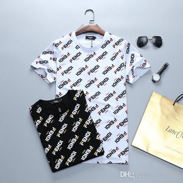 2019 summer new print T-shirt men's slim fashion 100% cotton retro T-shirt high quality brand clothing EWE-2