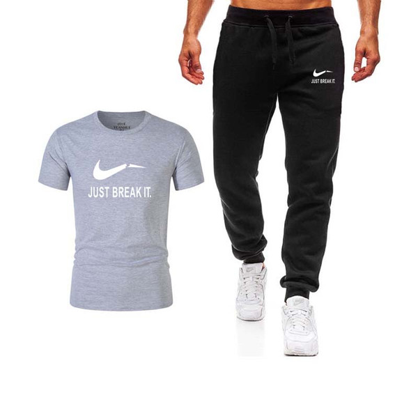 Men's Sets T Shirts+pants Two Pieces Sets Casual Tracksuit Men/Women New Fashion printing suits sportwear Gyms Fitness trousers