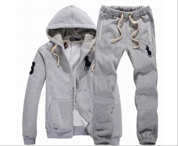 Hot autumn mens tracksuits jogger solid color hooded zipper cardigan men's sweatshirt loose trousers set