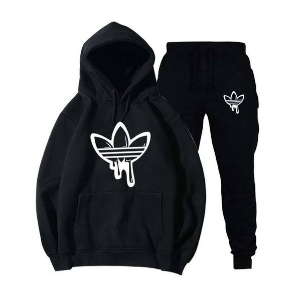 2019 new autumn and winter hooded sweater & jogging sports pants men's printing suit sportswear sportswear men's street pullover