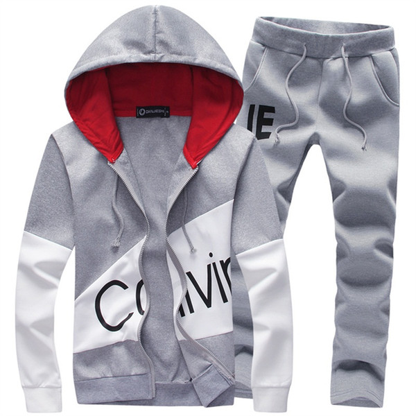 2018 sporting suit men warm hooded tracksuit track men's sweat suits set letter print large size sweatsuit male 5XL sets