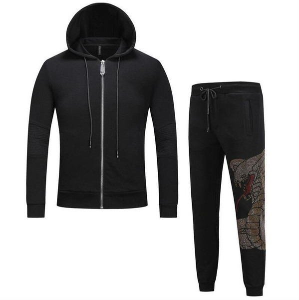 Hot Sales 2 Piece Men Embroidery Tracksuits Male Zipper Jacket Sweatpants Men's Casual Fitness Workout Suit