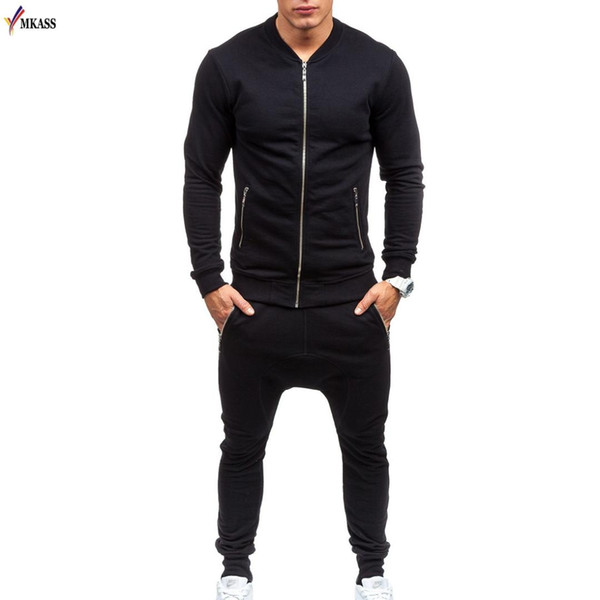 2018 Autumn Men's Brand Tracksuits Set Jacket+Pants Thick Sweatsuit 2 Piece Set Sporting Suit Plus Size M-3XL Fitness Clothing