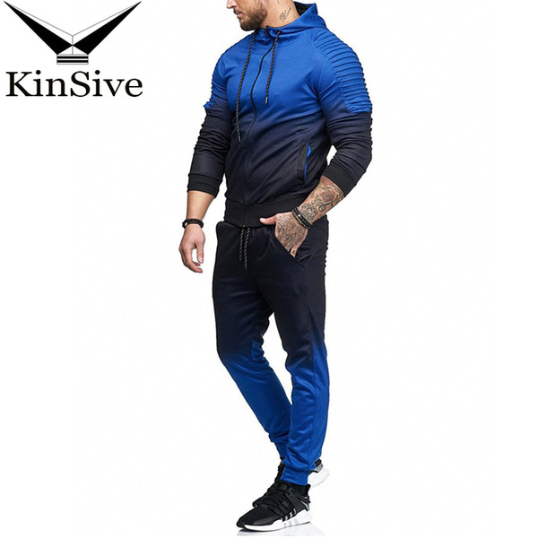 Brand Tracksuit Men Sporting Zipper Sweatshirt + Pants Casual Hoodies Two Piece Sweat Set Jogger Track Suit For Men Clothes 2018