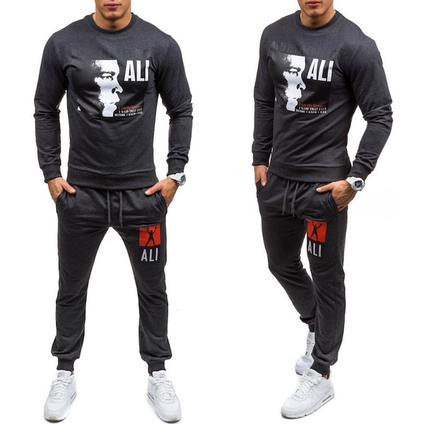 2018 Fashion Muhammad Ali Men Tracksuits Sportswear Men's Leisure Sweater Pullover Outwear Tracksuit Sets Men Hoody S-XXL