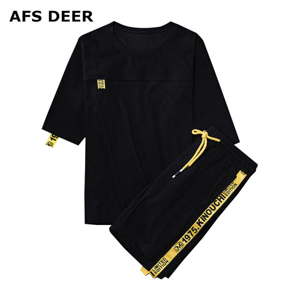 Brand Men's Tracksuit Summer Men Set Short Sleeve T Shirts Hip Hop Tops+ Shorts Suit Sportswear Set Men's Clothing Sets Male