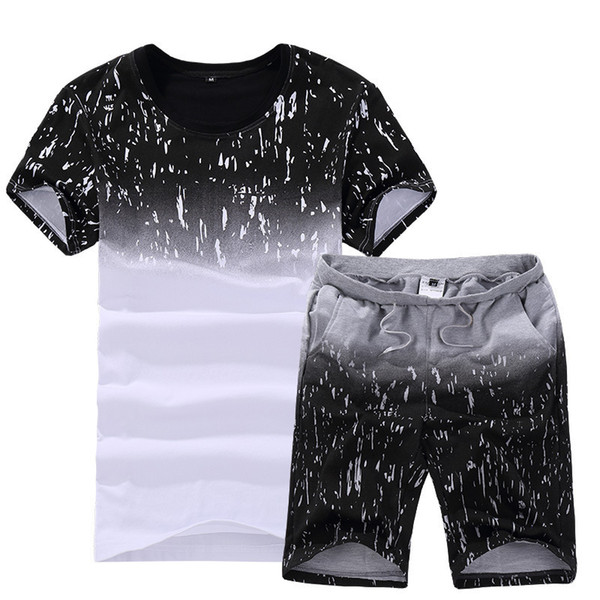 New Fashion Sportsuit and Tee Shirt Set Men T Shirt + Short Pants 2PCS SET Men Summer Tracksuit Casual Brand Tee Shirts 