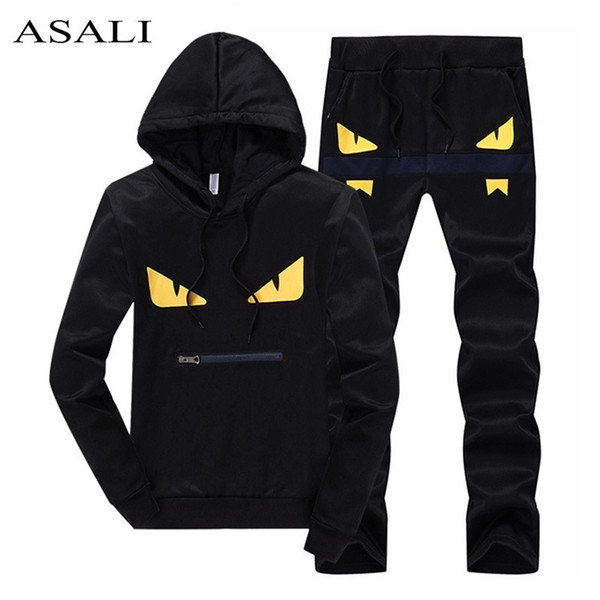 ASALI Men Sportswear Set Men's Active Tracksuits hoodies&Sweatshirts sportsuit Mens Jacket Hooded Coat Winter Brand Clothing set