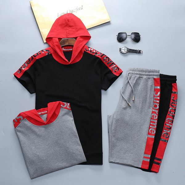 2019 men's new designer suit T-shirt and trousers men's cotton short sport suit women's summer short sport suit 2-piece m-3xl #023