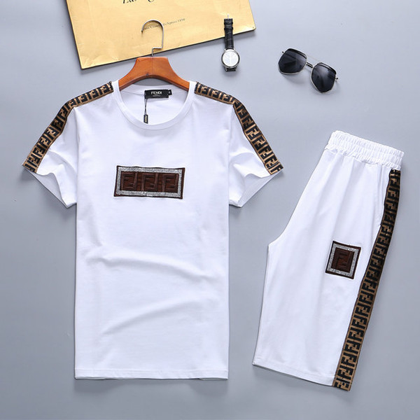 men's new designer suit T-shirt and trousers men's cotton short sport suit women's summer short sport suit 2-piece m-3xl #F100