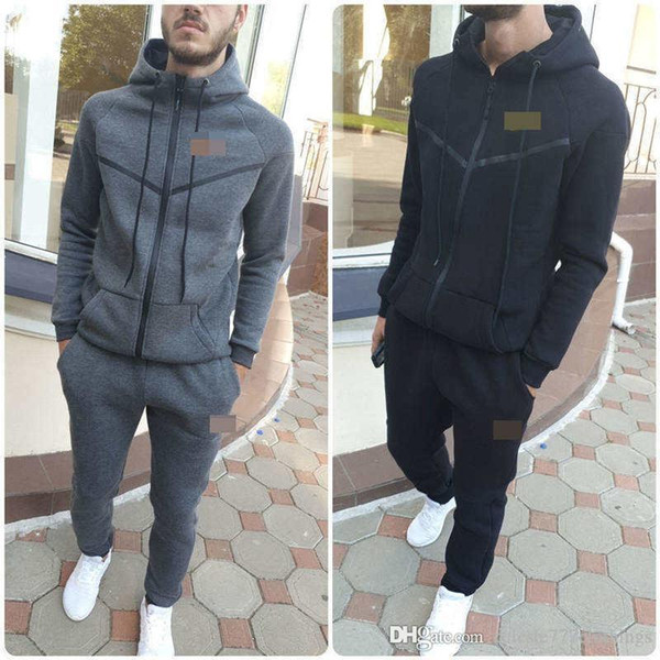 mens sportwear autumn winter new fashion casual brand Tracksuit Two pieces jacket and pants hooded warm outwear male Coach clothes