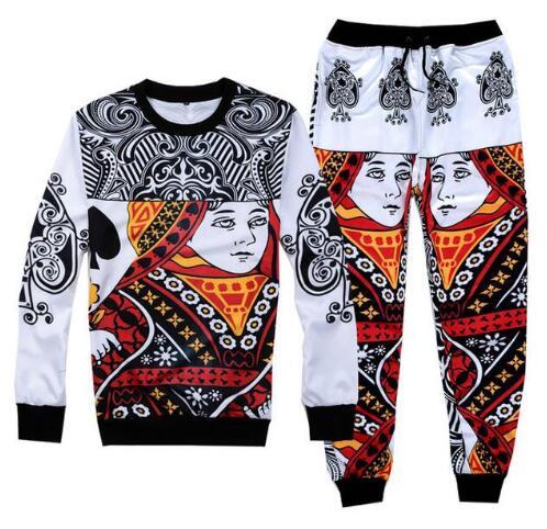 Sondirane New Fashion 3D Print Poker Face Queen Graphic Tracksuit Funny Jogger Pants&Sweatshirts Casual Suits Sweatpants Sets