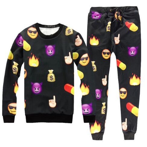 Sondirane Newest 3D Jogger Pants Couple Men and Women QQ Emoji Personality Sweatshirt and Trousers Cool Clothing or Single Piece