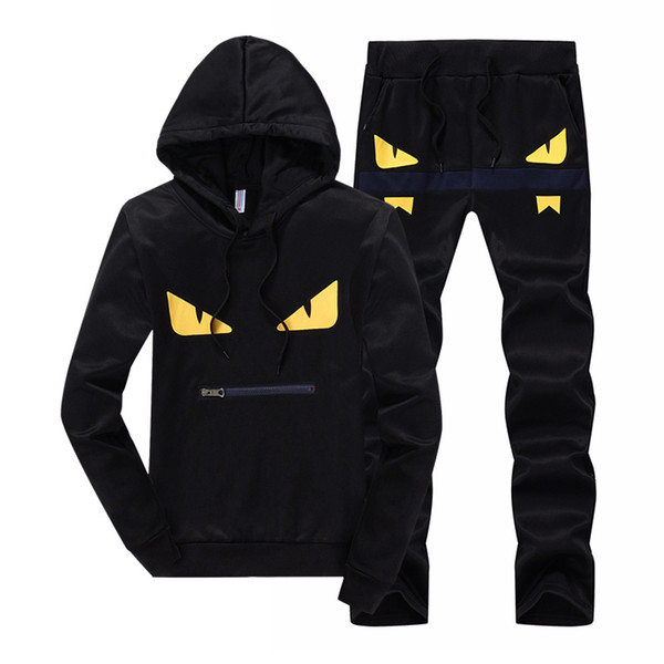 2019ss High Quality Luxury Brand Fashion Mens Designer Tracksuits Men's Hooded Sweater Yellow Eyes Casual Pullover Two Piece Size M-5XL