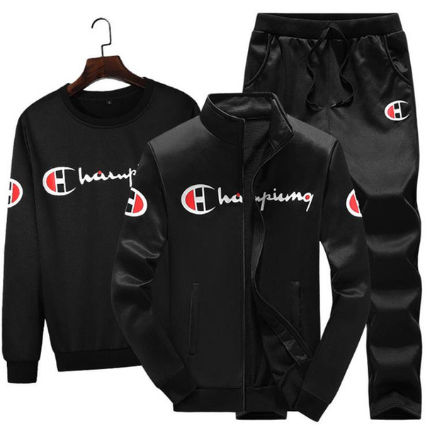 3 Pieces Sets (Jacket+Pant+hoodies) Tracksuit Men Sporting Brand-Clothing Casual Track Suit Men chandal hombre Slim Tracksuit