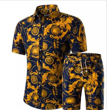 Mens Floral Pint Button Cardigan Tshirt Shorts Sets Hawaiian Short Sleeved Tees Casual Outfits Summer Fashion Suits Plus Size