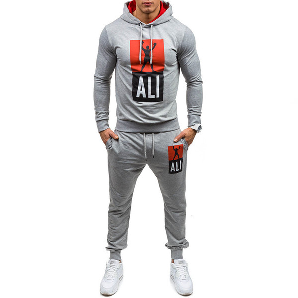 Men's Outdoor Tracksuits Running Fitness Casual Sweatshirts Pure Color Pullover Tops with Trousers Leisure