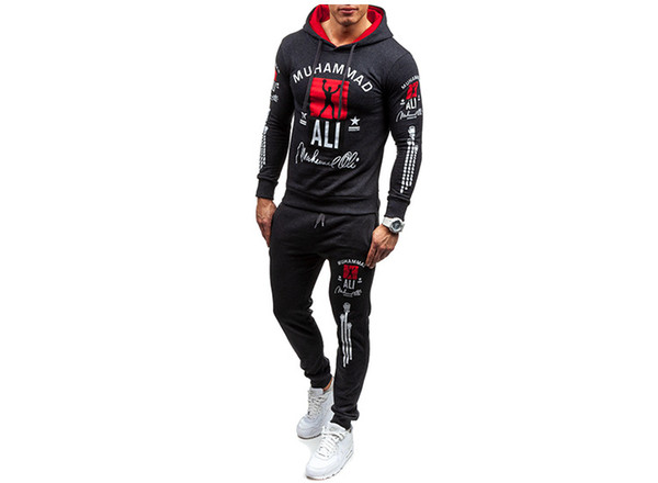 Mens Clothing Tracksuits Sports Hoodies Jogger Pants Hooded Letters Printed Pullovers Casual Long Trousers 2pcs Clothing Sets Suits