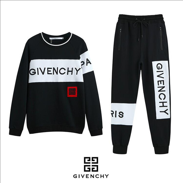 new Spring Autumn New Brand GIVENCHY Men's Clothing Youth Casual Coat Sportswear Suit Black And Red Embroidery 2 Colors Track