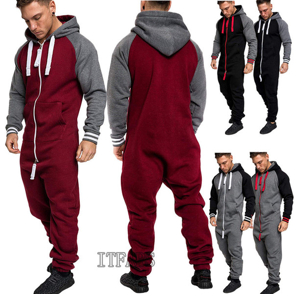 Women Men Hooded Tracksuit Zipper Ones Jumpsuit Ladies One Piece Playsuit Unisex Hoody Long Sleeve Warm Set Trousers