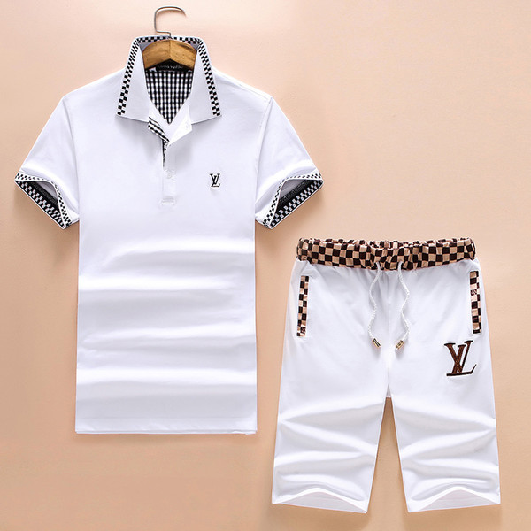 2018 short sleeved leisure sports suit shorts, Medusa luxury printing stop business fashion two piece set Italy design high quality two suit