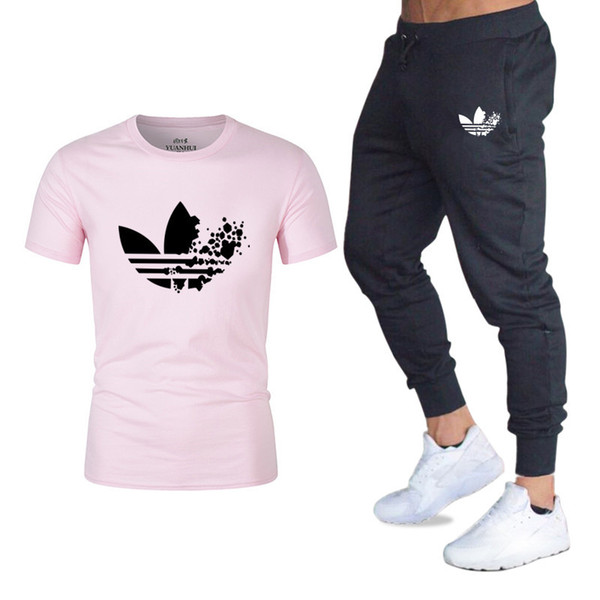 Men T shirts Trousers Set 2 Piece Men's Sportswear Suit Joggers 2019 new brand logo printing Two piece suit T-shirt and pants