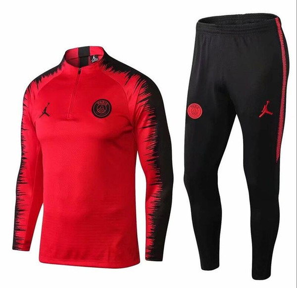 18/19 World Cup Paris football sweater training suit set half zip leg pants High quality football jacket training suit