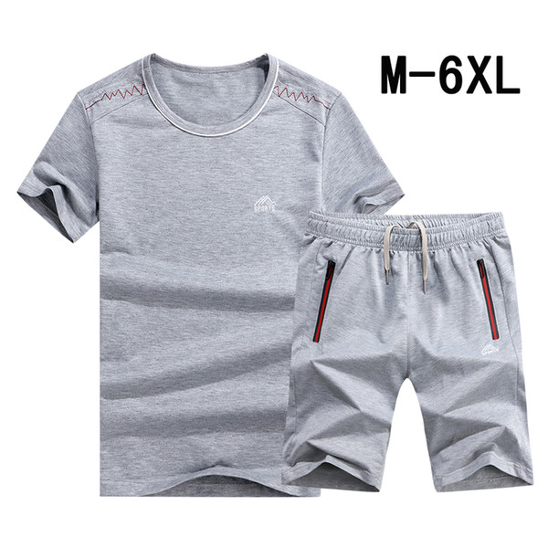 6XL Male Large Yard Running Suit Casual Summer Mens Tracksuit T Shirt With Jogger Short Pants New Fashion Wear