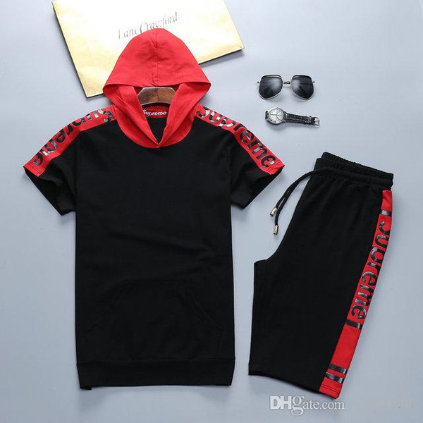 Tracksuit Man Sets Pants Summer New Men's Cropped T Shirt Shorts Casual Suits Sportswear Mens Clothing Male sweatshirt T19