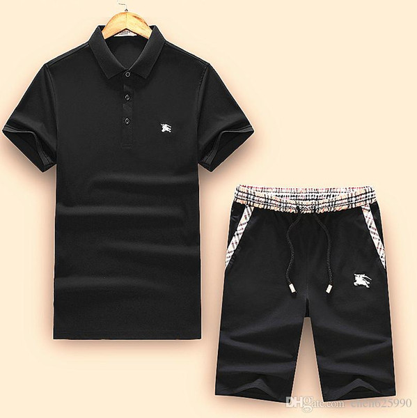 2019 New Luxury Brand Men's Running Set Short Sleeve Tracksuits T Shirt Casual sportsuit Sports Camisetas Size M-XXXL ##-12