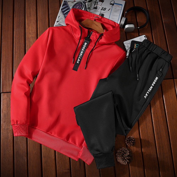 Hot spring Autumn Men Tracksuit Two Piece Sets Pullover Hoodies + Pants Sportwear Suit Male Hoodies plus size M-5XL