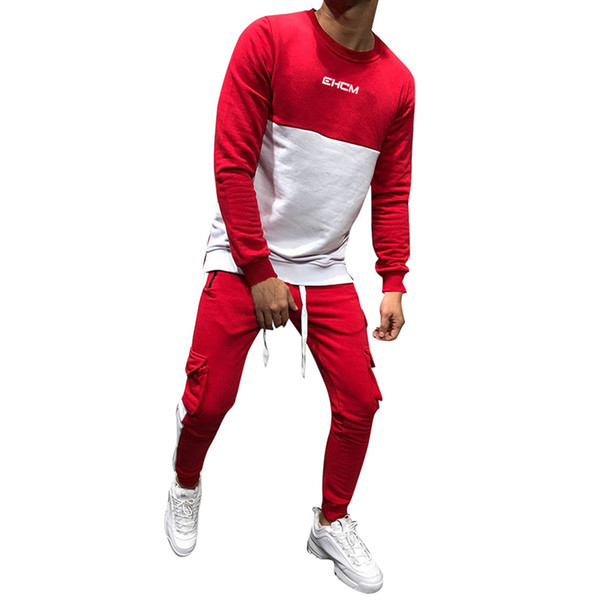 YOUYEDIAN 2019 Men's Autumn Winter Thicken Sweatshirt Top Pants Sets Sports Suit Tracksuit New arrival