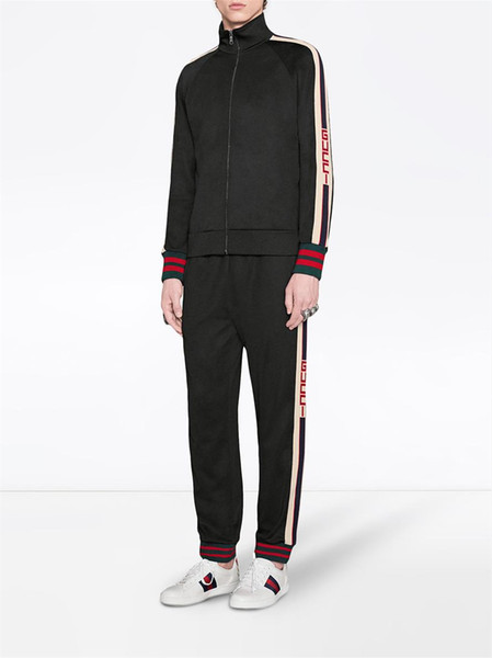 luxury best version Autumn men clothing fabric striped Tracksuits letter print zipper suit sweatshirt coat sweatsuit 182