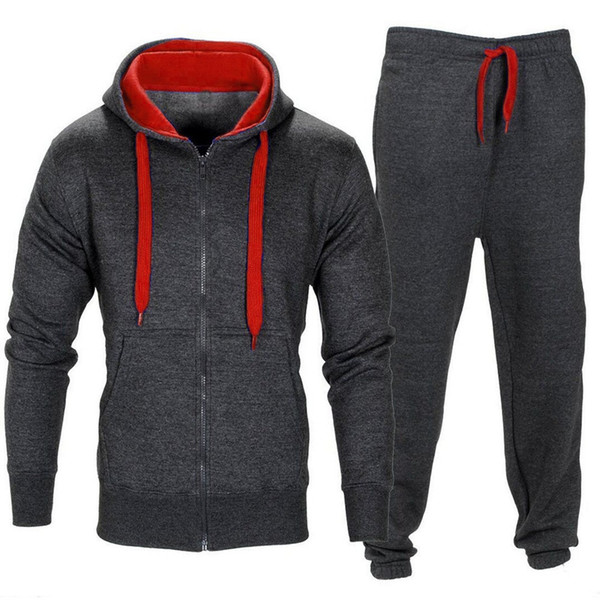 New Fashion Men's Slim Hoodie Sweater Coat Pants Set Stretchy Trousers Hooded Coat Jacket Tracksuit Set For Men