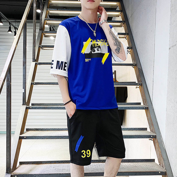 Men's Tracksuits 2019 New Fashion Casual Sport Suits Letter Print Men Cloth Plus Size T-shirts & Shorts Size M-3XL Wholesale