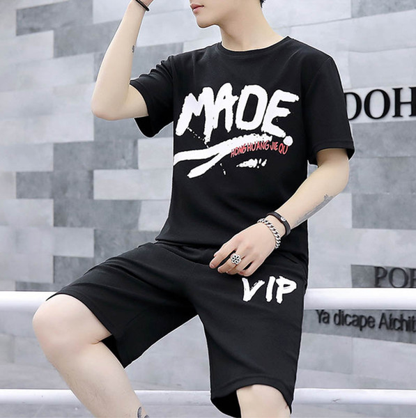 Men's Tracksuits 2019 Summer New Fashion Casual Sport Suits Men Cloth Two-piece Sets Thin T-shirts & Shorts Size M-4XL Wholesale