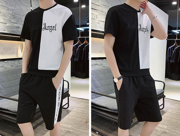 Designer Tracksuits for Men 2019 New Fashion Casual Sport Suits Letter Embroidery Men SlimT-shirts & Shorts Asian Size M-4XL