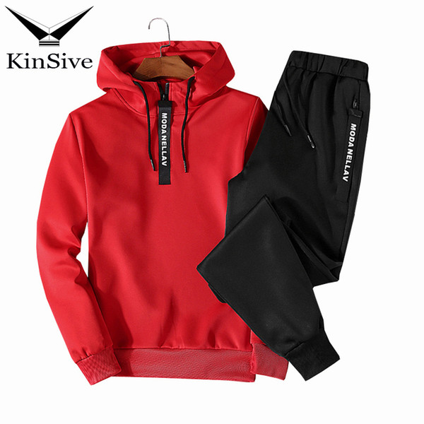 Spring 2018 New Men Clothes Tracksuit Two Piece Sets Pullover Hooded Sweatshirts + Pants Sportwear Male Hoodies Track Suit M-5XL