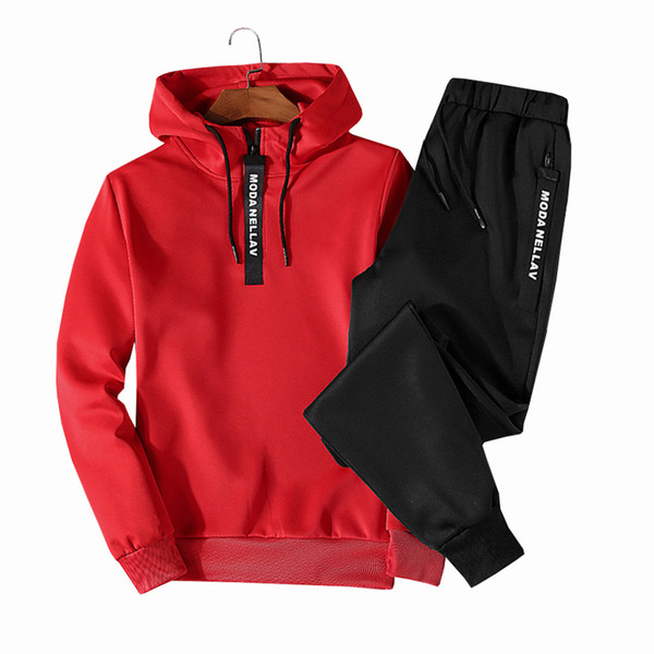 Hot spring Autumn Men Tracksuit Two Piece Sets Pullover Hoodies + Pants Sportwear Suit Male Hoodies plus size M-5XL