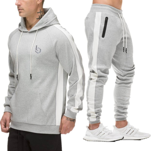 New 2019 Spring Set Men's Fashion Sportswear Tracksuits Sets Men's Bodybuilding Hoodies+Pants casual Outwear Suits