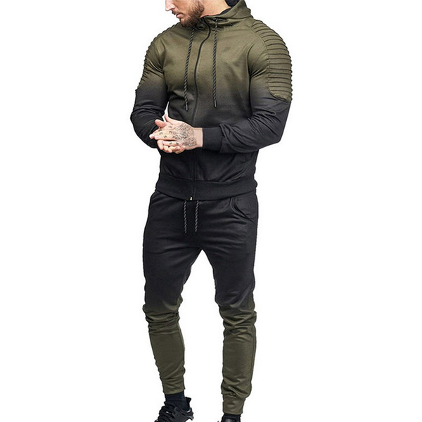 Adisputent 2019 Men's Outdoor Tracksuit Sportswear Two Piece Set Spring Fashion Patchwork Hip Hop Zipper Jacket Pants Casual Set