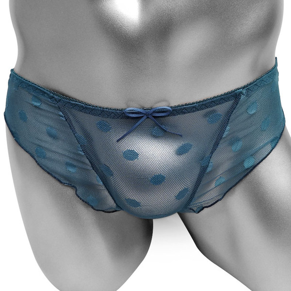 Ultra Thin Mesh Frilly Sissy Panties Dot With Bowknot Sexy Lingerie Slip Mens Brief Underwear Breathable Comfortable panties