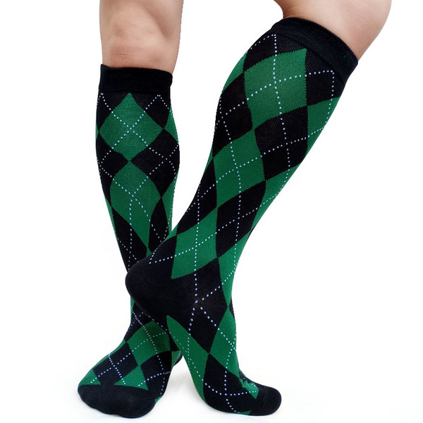 Plaid Knee High Mens Long socks Sexy Formal Dress High quality Gay fetish Cotton Stocking Male Sock Softy Comfortable Sox