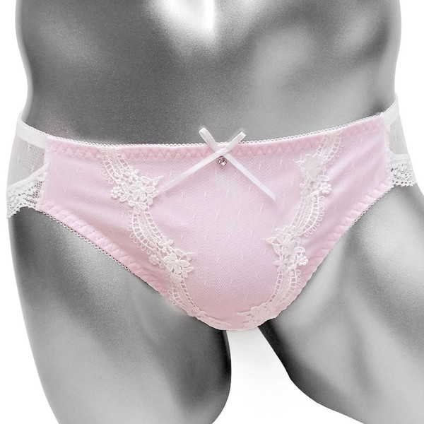 Mesh See Through Butt Sexy Sissy Panties Cute Lovely Fashion Briefs Underwear For Mens Sexy Lingerie Sissy Panties Pink