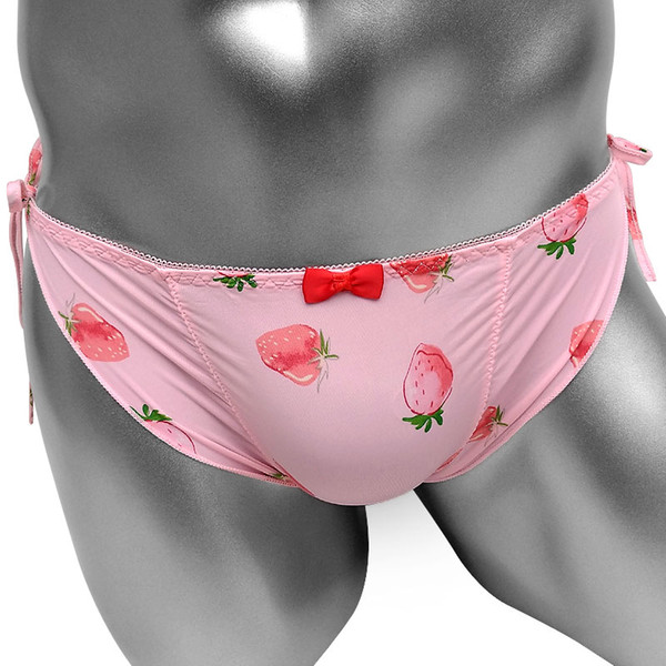 Ruffles Sissy panties With Strawberry Bandage Cute Lovely Mens Briefs Underwear Sexy Low rise Sexy Lingerie See Through Panties